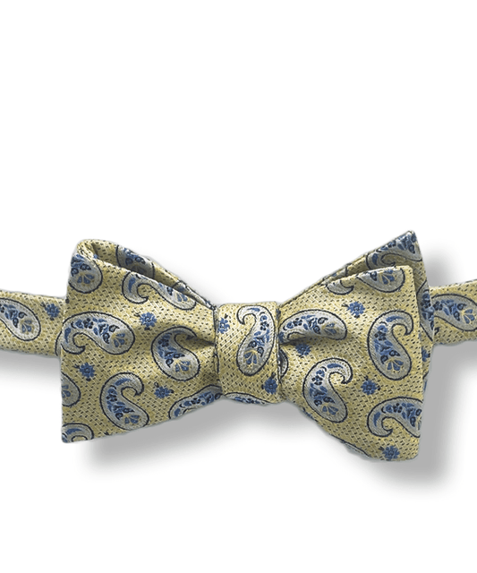 Aura Yellow Paisley Bow Tie