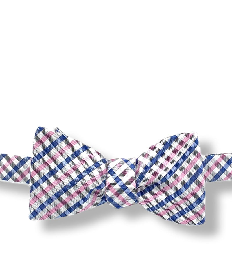 Bernard Blue and Pink Gingham Bow Tie