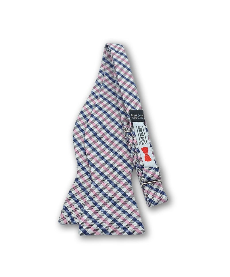 Bernard Blue and Pink Gingham Bow Tie