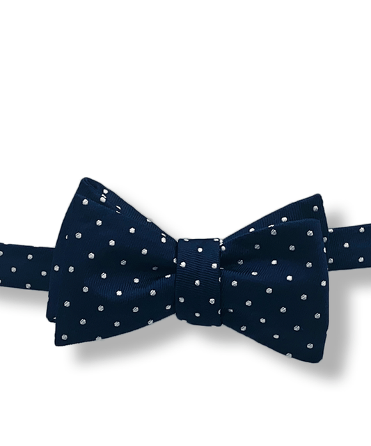 Churchill Navy and White Polka Dot Bow Tie