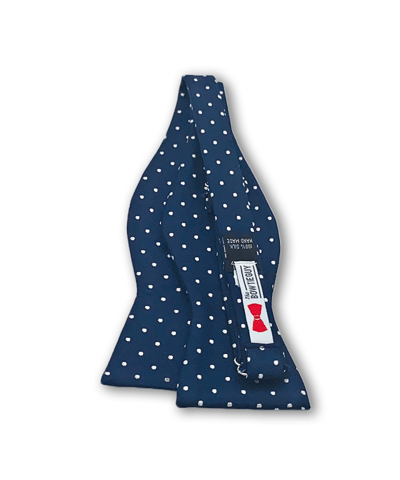 Churchill Navy and White Polka Dot Bow Tie