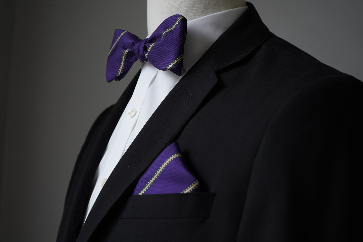 Regal Stripe Bundle – Bow Tie & Pocket Square Set