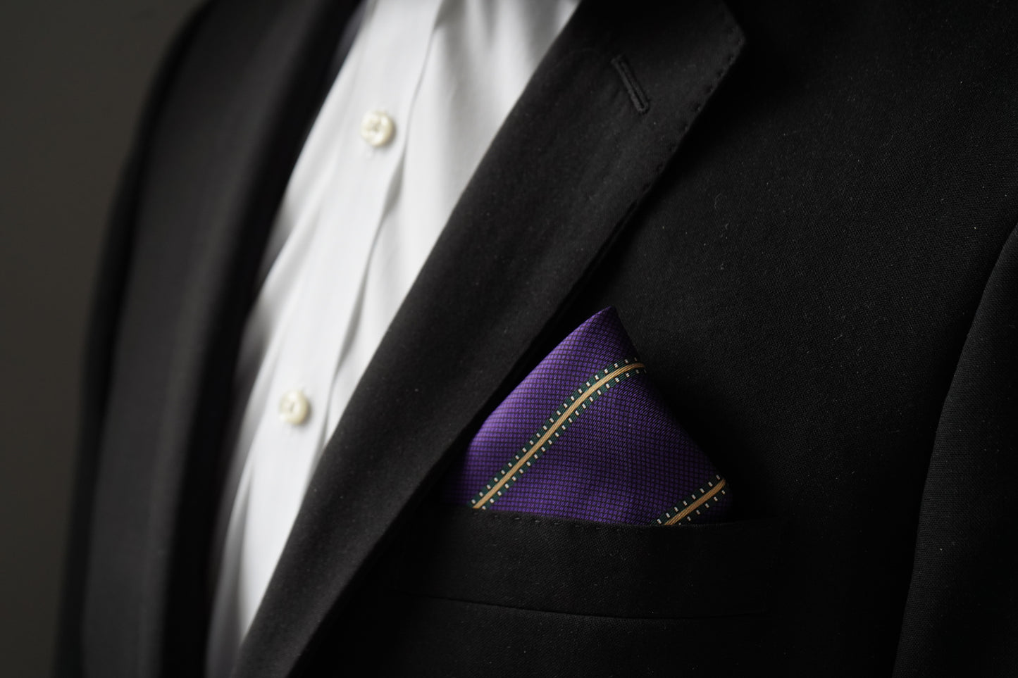 Regal Stripe Pocket Square – Purple & Gold