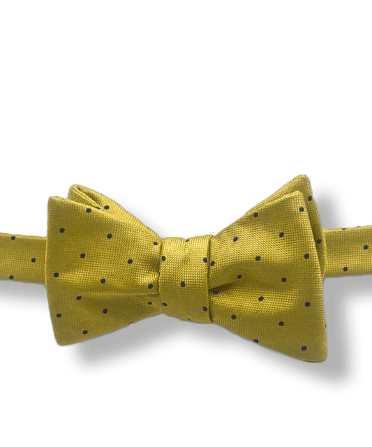 Gold and Navy Mini Polka Dot Bow Tie