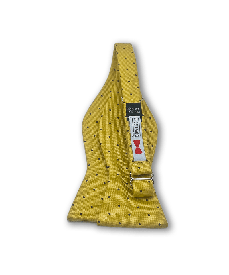 Gold and Navy Mini Polka Dot Bow Tie