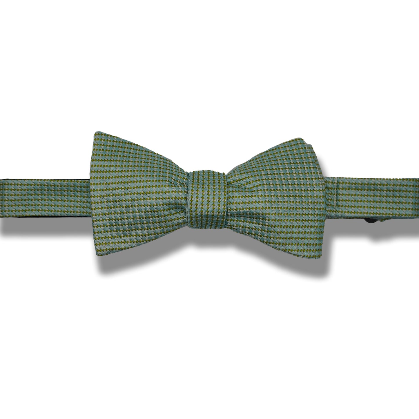 Green Woven Basket Stitch Bow Tie