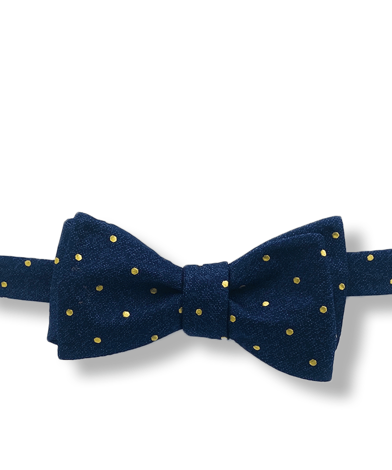 Harbinger Navy and Gold Polka Dot Bow Tie