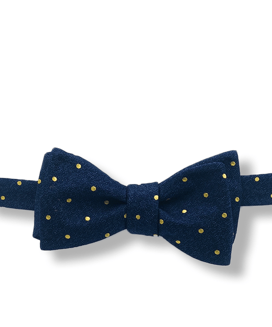 Harbinger Navy and Gold Polka Dot Bow Tie