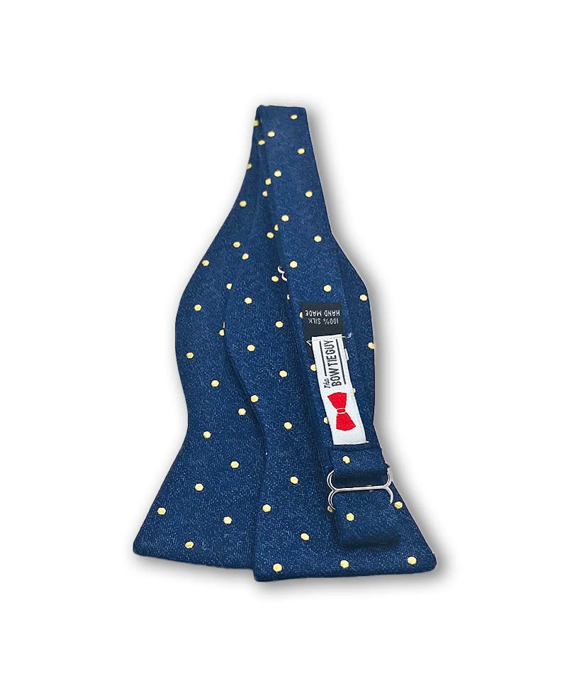 Harbinger Navy and Gold Polka Dot Bow Tie