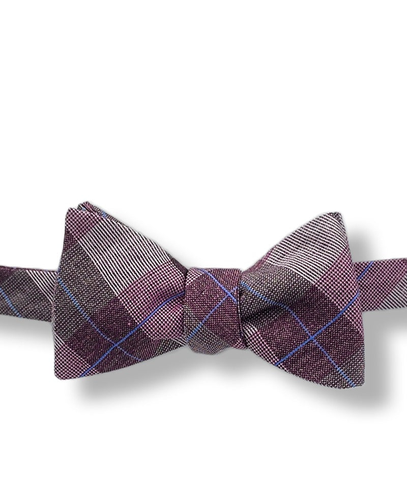 Isaac Burgundy Plaid Bow Tie