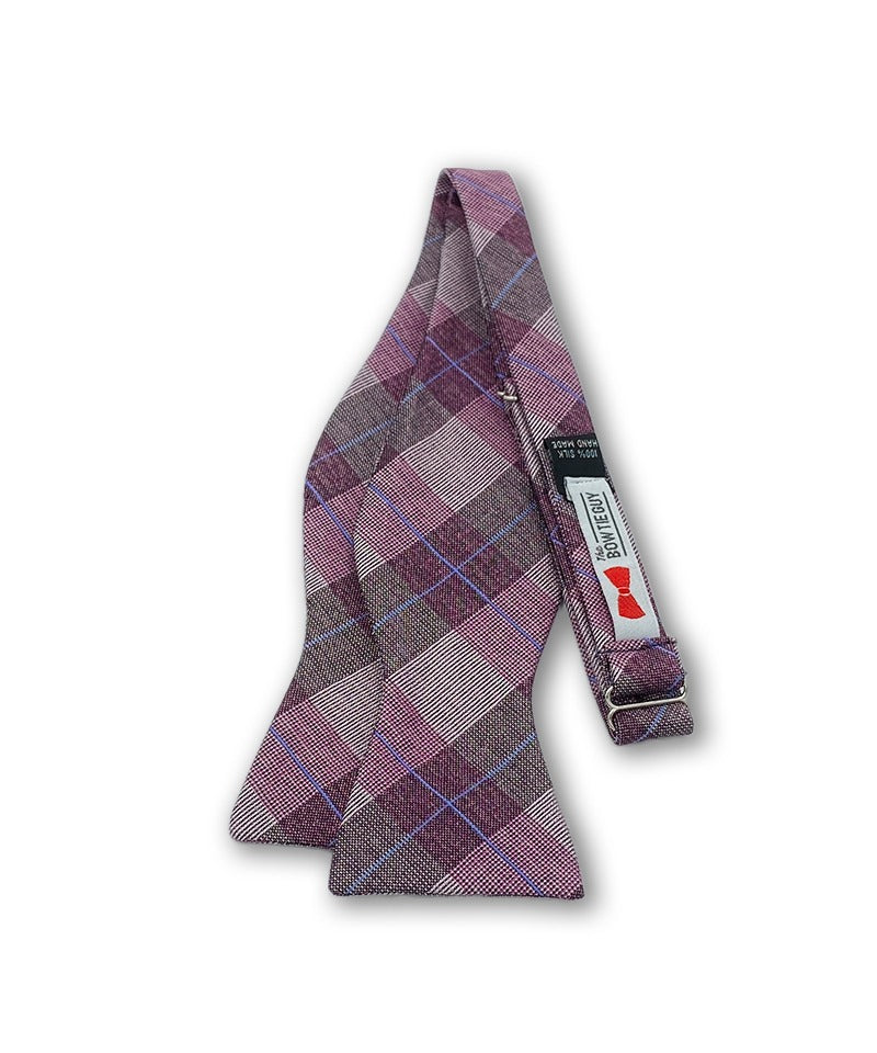 Isaac Burgundy Plaid Bow Tie
