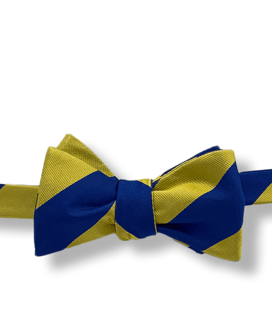 Johannes Gold and Navy Blue Striped Bow Tie