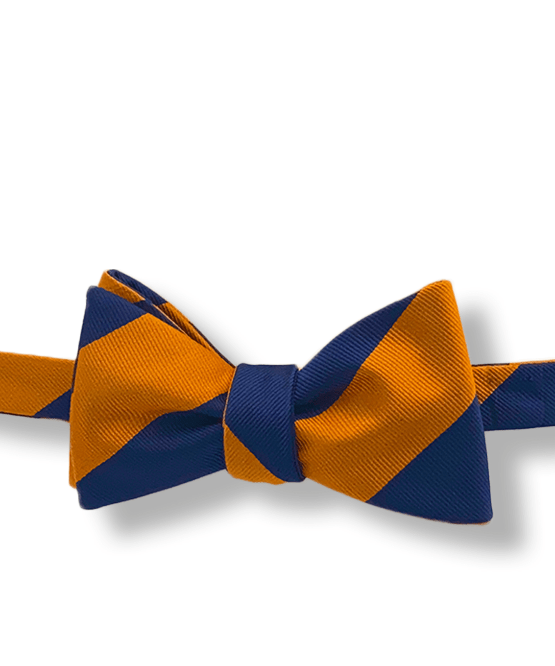 Johannes Orange and Navy Blue Striped Bow Tie