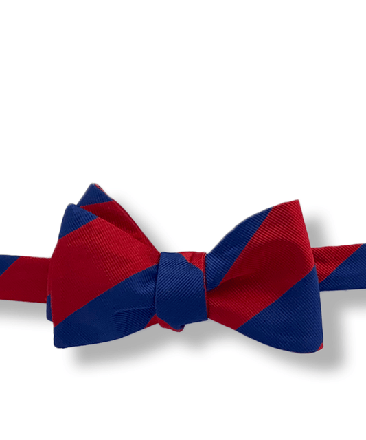 Johannes Red and Navy Blue Striped Bow Tie