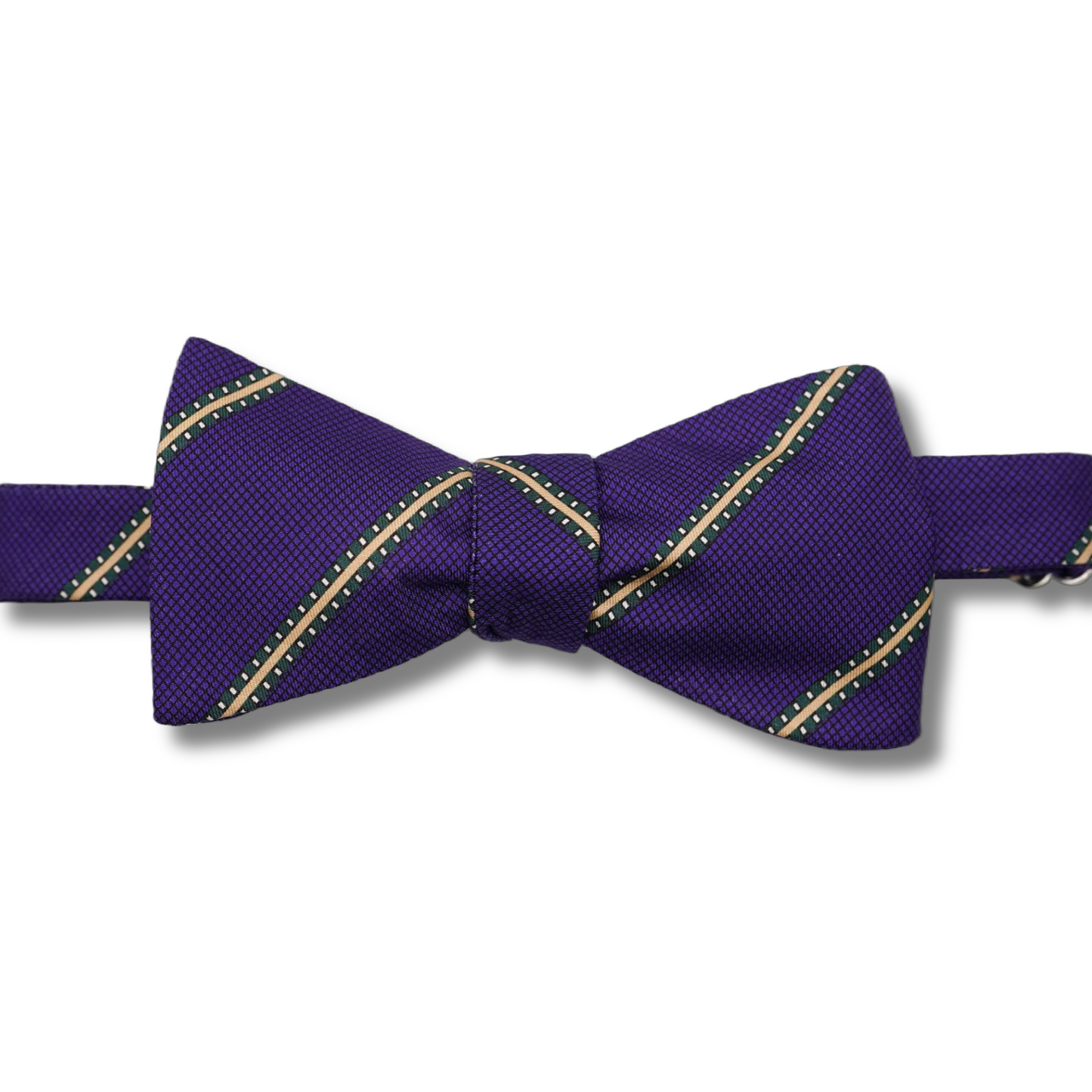 Regal Stripe Bow Tie – Purple & Gold