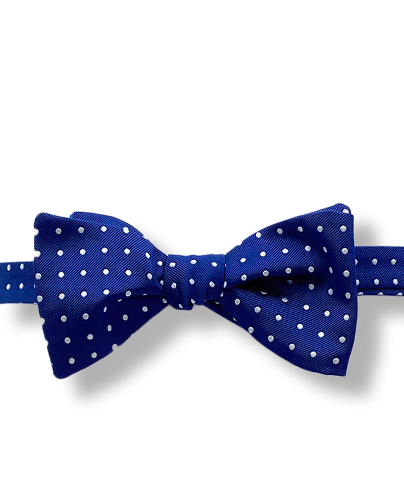 Italian Silk Blue Polka Dot Bow Tie