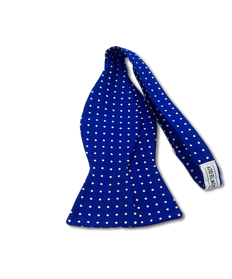 Italian Silk Blue Polka Dot Bow Tie
