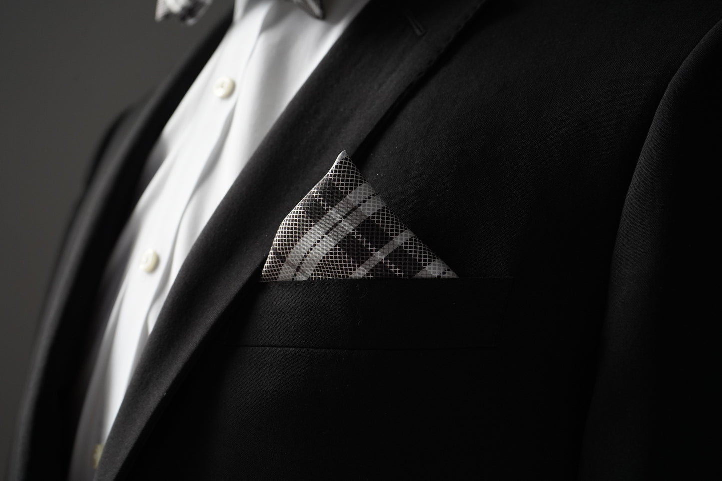 Black & White Plaid Pocket Square