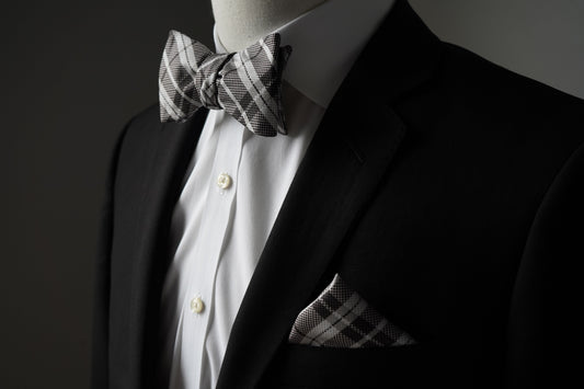 Monochrome Classic Bundle – Bow Tie & Pocket Square Set