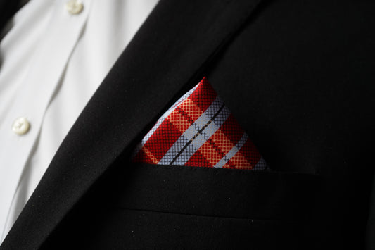 Heritage Plaid Pocket Square – Red & Blue