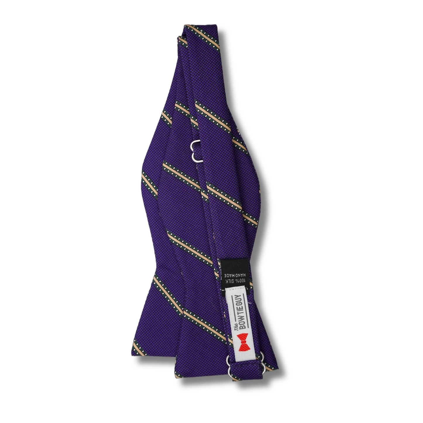 Regal Stripe Bow Tie – Purple & Gold