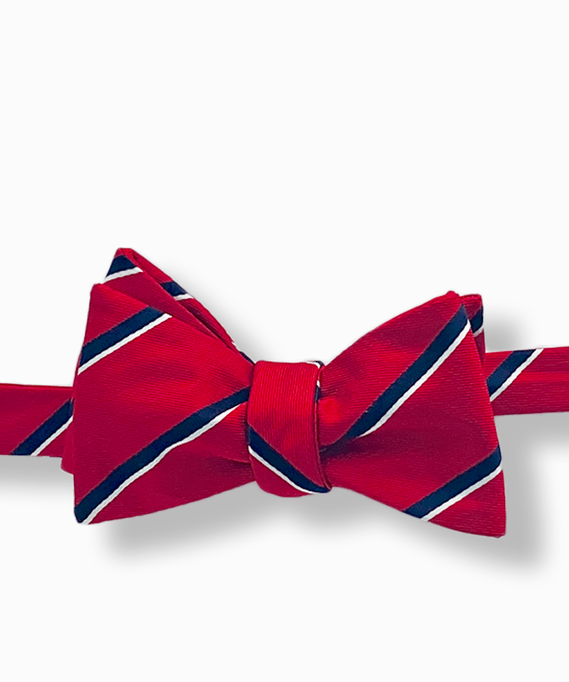 Scholar Red Striped Bow Tie